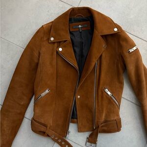 7 For all mankind Brown Suede Moto Jacket